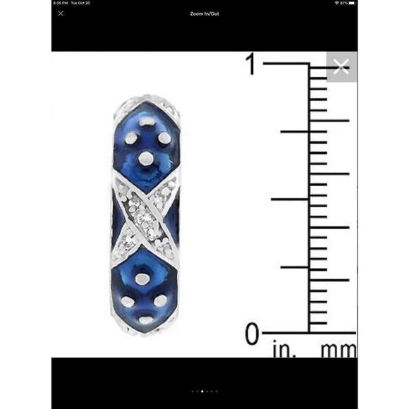 Trendy New Blue Enamel & CZ "X" Stack Band Ring Sz 8 - Picture 3 of 6